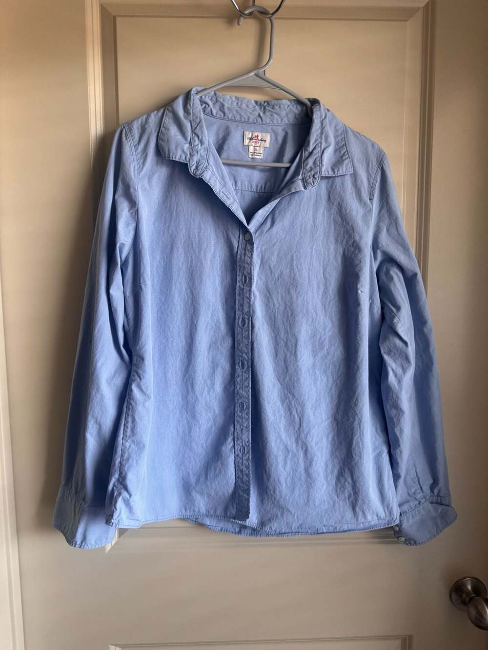 J.Crew Women's Light Blue 100% Cotton Long Sleeve Shirt, Size XL